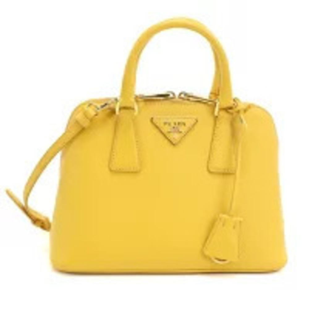 Prada Handbag Saffiano Leather Bag Yellow